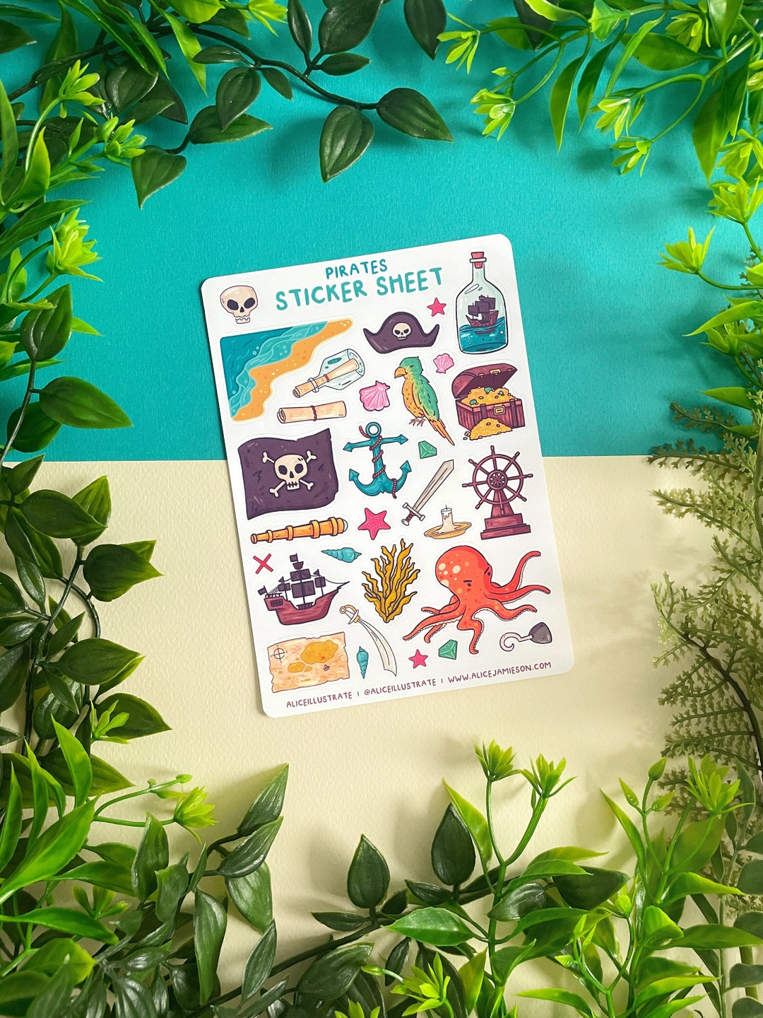 Piracy Sticker Pirate Sticker Sheet | Ocean Fantasy Nautical Kawaii Stickers | Jolly ...