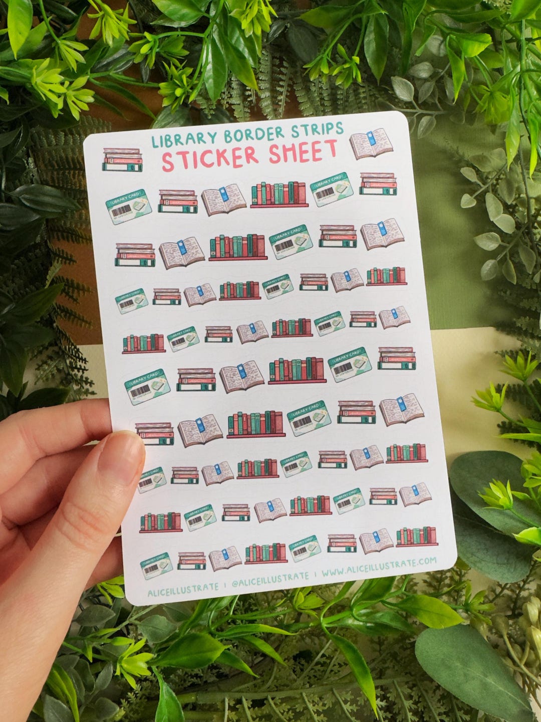 Library Book Border Sticker Sheet - Sticker Strips Reading Journal ...