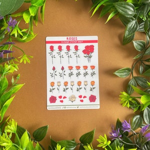 Rose Bumper Sticker Pack Floral Flower Dark Academia Aesthetic Kawaii Sticker Sheet Illustration Bujo Bullet Journal Planner Diary image 6