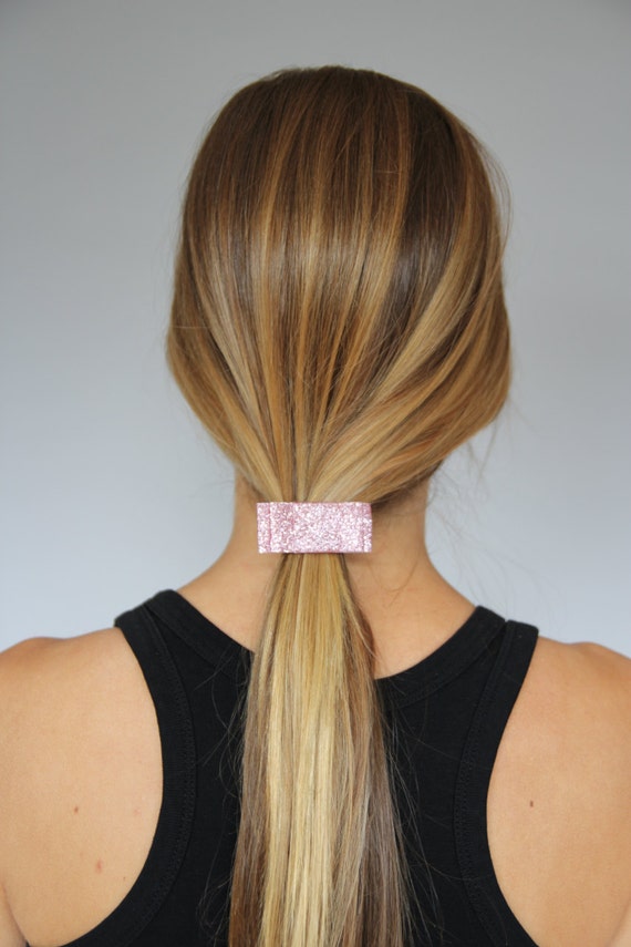 Pink Glitter Bow Hair Tie Pink Glitter Bow Glitter Bow Glitter Etsy