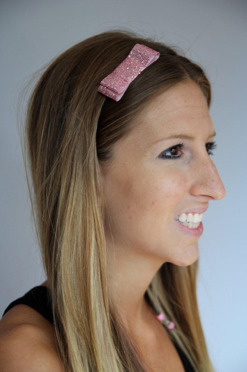 Lindsie Pink Glitter Bow Headband Pink Glitter Bow Glitter Etsy