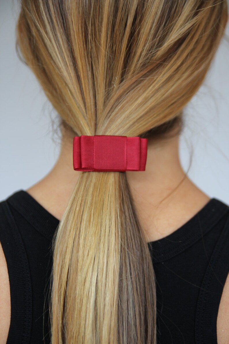Red Ribbon Bow Elastic Hair Tie Red Bow Hair Tie Red Bow Etsy