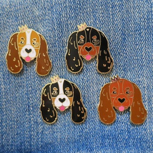 Cavalier King Charles Spaniel Pin de solapa con cierre de mariposa // Puppy Dog, Esmalte duro, Cloisonne, Accesorios, Flair imagen 1