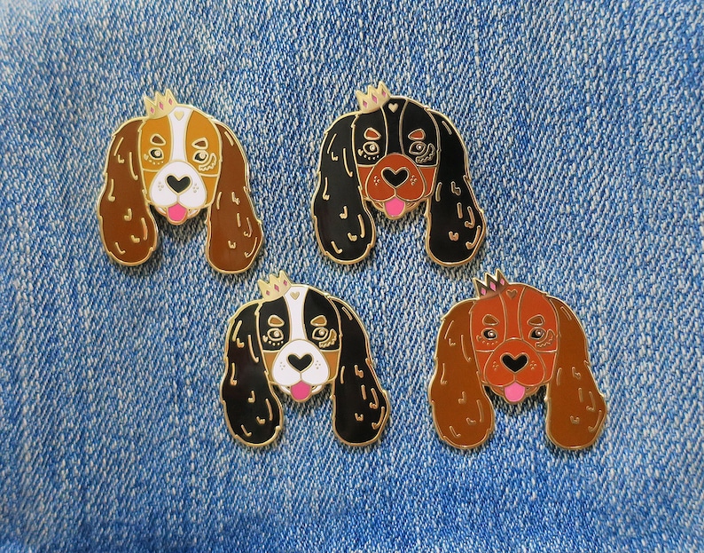 Cavalier King Charles Spaniel Pin de solapa con cierre de mariposa // Puppy Dog, Esmalte duro, Cloisonne, Accesorios, Flair imagen 1