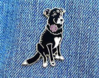 Dahlia the Black Labrador Retriever Border Collie Mix // Dog, Hard Enamel, Cloisonne, Accesories, Flair