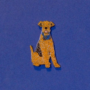 Airedale Terrier Enamel Pin // Space Themed, Apollo // Hard Enamel, Cloisonne, Accesories, Flair