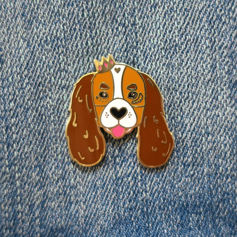 Cavalier King Charles Spaniel Lapel Pin with Butterfly Clasp // Puppy Dog, Hard Enamel, Cloisonne, Accesories, Flair image 3