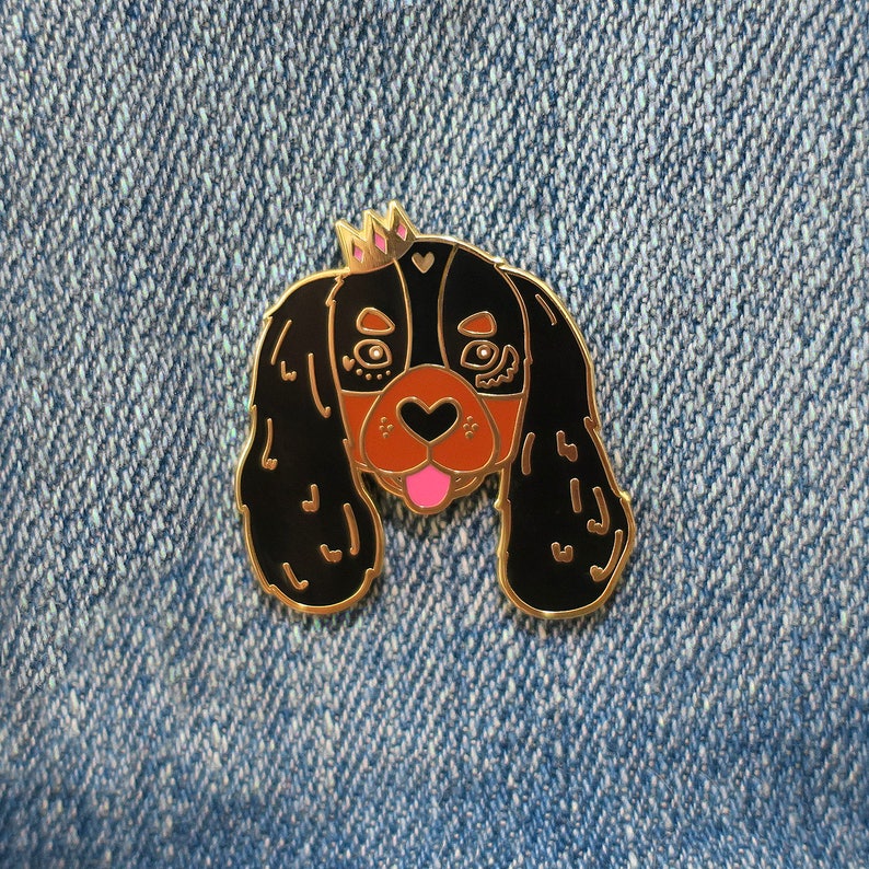 Cavalier King Charles Spaniel Lapel Pin with Butterfly Clasp // Puppy Dog, Hard Enamel, Cloisonne, Accesories, Flair image 4