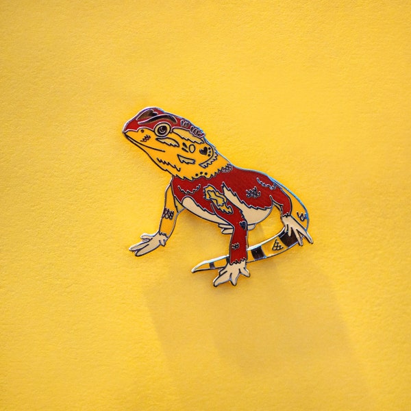 Bearded Dragon Beardie Enamel Pin with Rubber Clasp // Hard Enamel, Cloisonne, Accesories, Flair