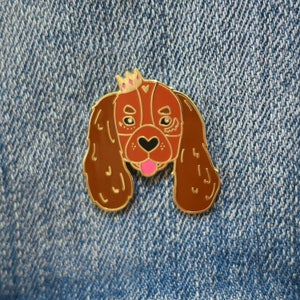 Cavalier King Charles Spaniel Lapel Pin with Butterfly Clasp // Puppy Dog, Hard Enamel, Cloisonne, Accesories, Flair immagine 5