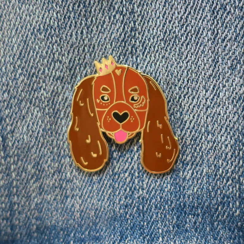 Cavalier King Charles Spaniel Pin de solapa con cierre de mariposa // Puppy Dog, Esmalte duro, Cloisonne, Accesorios, Flair imagen 5