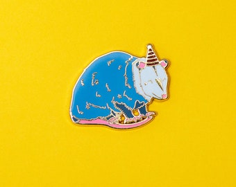 Party Opossum Enamel Pin with Rubber Clasp // Hard Enamel, Cloisonne, Accesories, Flair