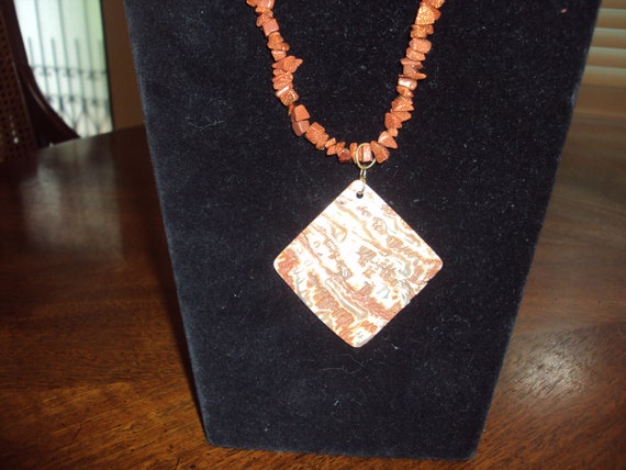 Beaded Necklace with square on bottom. - image 2