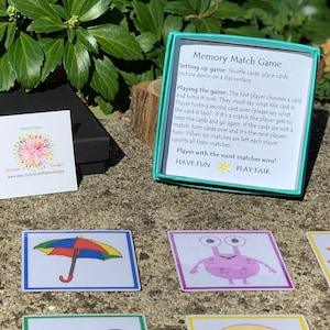 Colorful Memory Card Game: Laminated Matching Cards