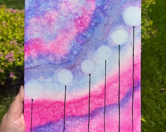 Dandelion Alcohol Ink Painting: 8x10 Canvas Wall Art