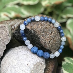 Blue Aventurine Quartz Bracelet: Lava Stone Essential Oil Diffuser
