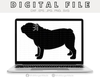 Bulldog Svg Png Dxf Eps Jpg, Instant Digital File Download, Clipart Drawing Vector Graphic, Commercial Use