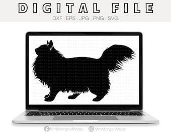 Gato doméstico de pelo largo Svg Png Dxf Eps Jpg, Descarga instantánea de archivos digitales, Dibujo prediseñado Gráfico vectorial, Uso comercial
