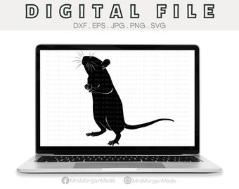 Fancy Rat Svg Png Dxf Eps Jpg, Instant Digital File Download, Clipart Drawing Vector Graphic, Commercial Use