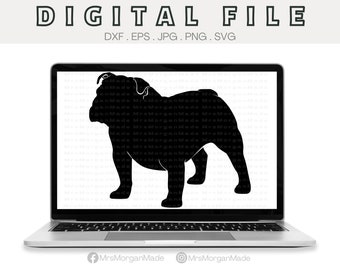 Bulldog Svg Png Dxf Eps Jpg, Instant Digital File Download, Clipart Drawing Vector Graphic, Commercial Use