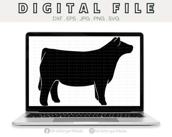 Show Heifer Svg Png Dxf Eps Jpg, Instant Digital File Download, Clipart Drawing Vector Graphic, Commercial Use