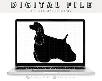 American Cocker Spaniel Dog Dxf Eps Jpg Png Svg, Instant Digital File Download, Clipart Drawing Vector Graphic, Commercial Use