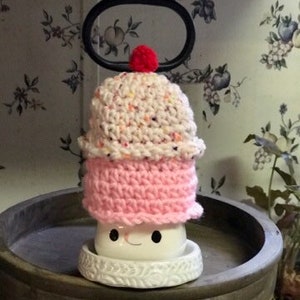 Ice Cream Marshmallow Mug Hat / Pink and White Sprinkles Mug Hat / Tiered Tray Decor / Mug Topper Decor / Farmhouse Tray Decor