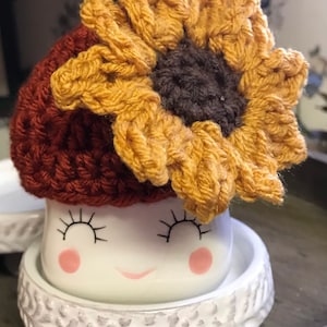 Rust Sunflower Marshmallow Mug Hat / Tiered Tray Decor / Fall Mug Hat  /  Mug Topper Decor / Home Decor / Farmhouse Decor