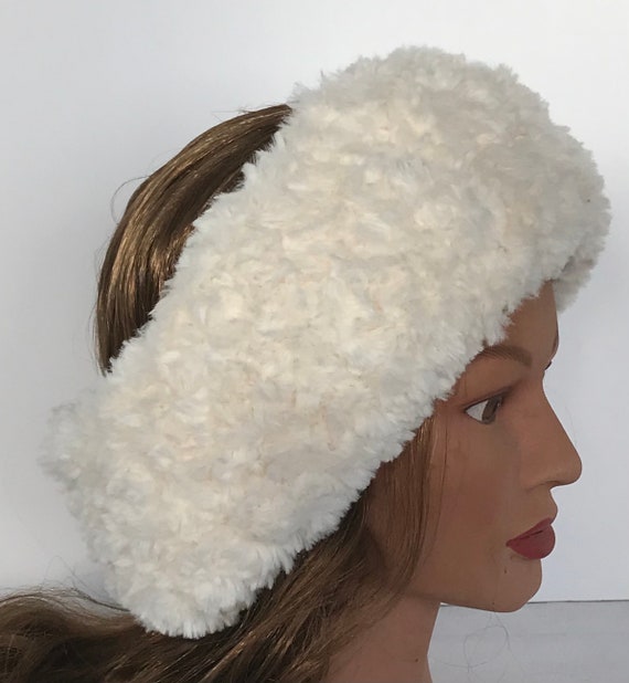 Winter White Faux Fur Headband Cream Fur Headband Ear Etsy
