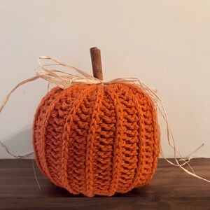 Large Rustic Orange Crochet Pumpkin / Farmhouse Fall Decor / Tabletop Decor / Kitchen Decor /Tier Tray Decor/ Tier Stand Decor