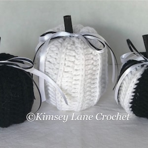 Black White Crochet Pumpkin / Fall Decor / Farmhouse Fall Decor / Tabletop Decor / Rustic Decor / Tier Stand Decor/ Tier Tray Decor