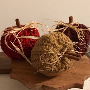 Brown Burgundy Crochet Pumpkin / Pumpkin Decor / Farmhouse Fall Decor / Tier Tray Decor /  Cottagecore / Tabletop Decor