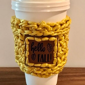 Fall Gold Crochet Coffee Sleeve / Chunky Cup Sleeve / Drink Sleeve / Cup Sleeve / Reusable Cup Sleeve / Travel Mug Sleeve / Coffee Warmer