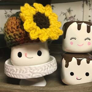 Sunflower Marshmallow Mug Hat / Tiered Tray Decor / Fall Mug Hat  /  Mug Decor / Farmhouse Decor / Home Decor / Farmhouse Tray Decor