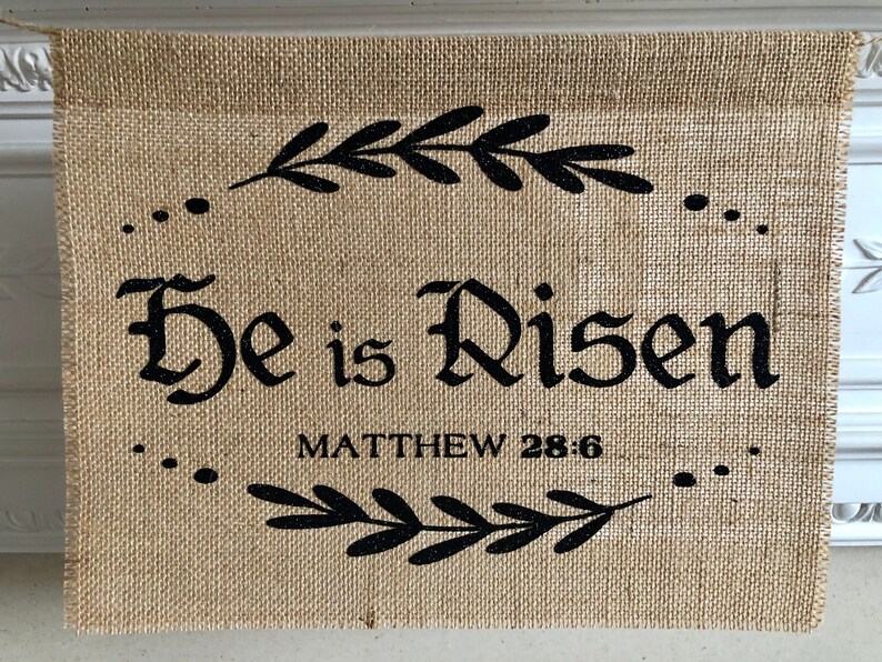 He is Risen Easter Banner. Easter Garland Burlap Bunting. Etsy