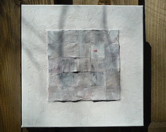 Un Voile de Poussiere 12 x 12, Modern Home Decor, Unieke Kunst, Collage Kunst aan de Muur, Abstract Canvas Art, Originele Artwork, Mixed Media Collage Art