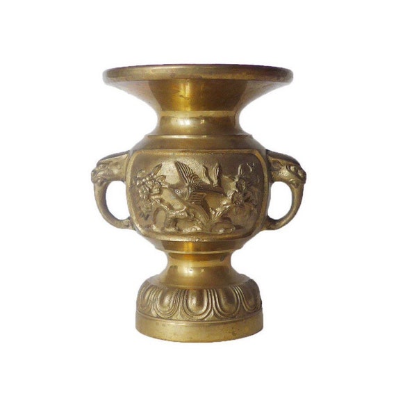 VINTAGE Beautiful Brass Japanese Vase Art Deco Great Etsy