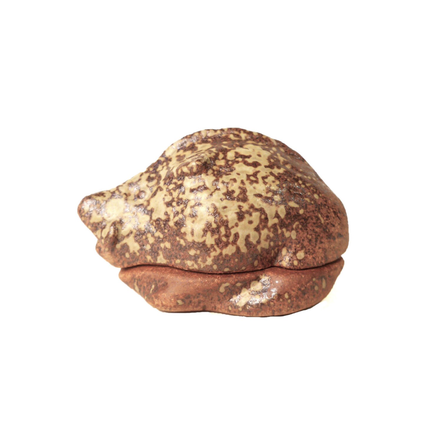 Vintage Des Années 1970 Belle Faïence Brun Sanglier en Forme de Petit Boîtier/Kogo, Grand, Ecrin à B