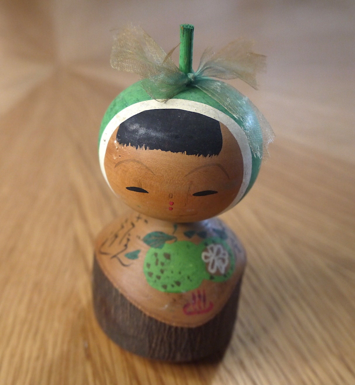 Vintage 1970's Statue en Bois Forme de Zabon Kokeshi , Décoration Figurine Japonaise Poupée Fabriqué