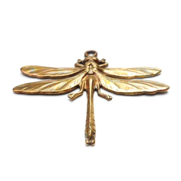 FRENCH VINTAGE 1940's , Beautiful Brass Pendant , Detailed Dragonfly , Made in FRANCE , Great Detail , Collector , For Gift , Necklace Top