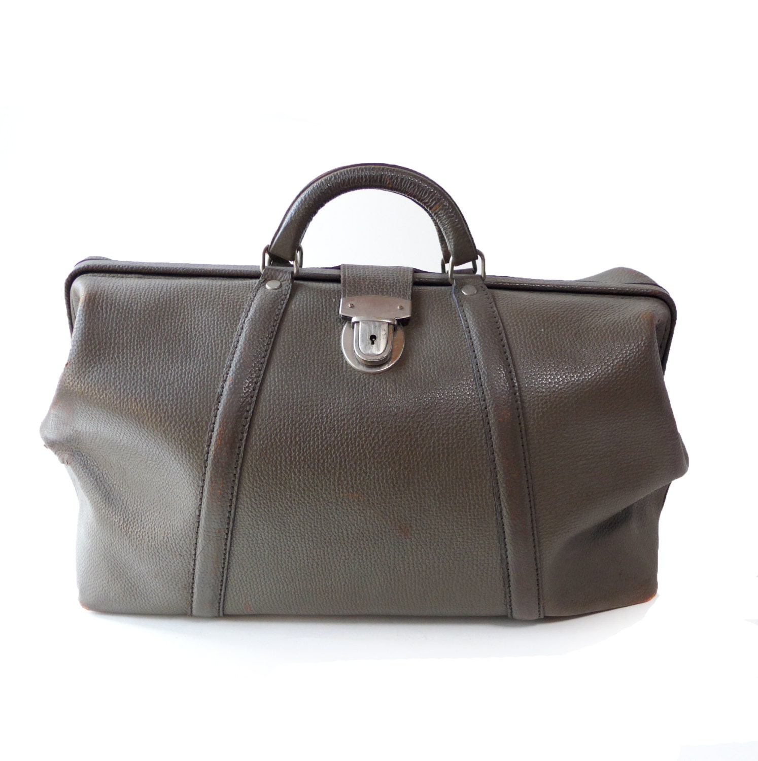 VINTAGE Genuine Grey Color Leather Doctors Case with Name Etsy