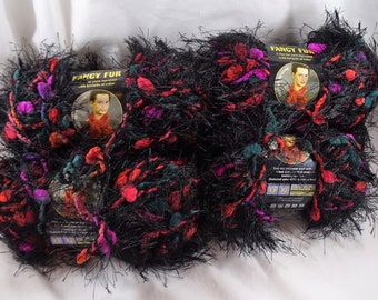 Lot 6 Skein Lion Brand Fancy Fur Yarn Strawberry Fields FREE Shipping USA