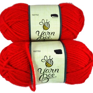 Yarn Bee Mini Maker Red Knitting Crochet Crafting Lot of 2 skeins