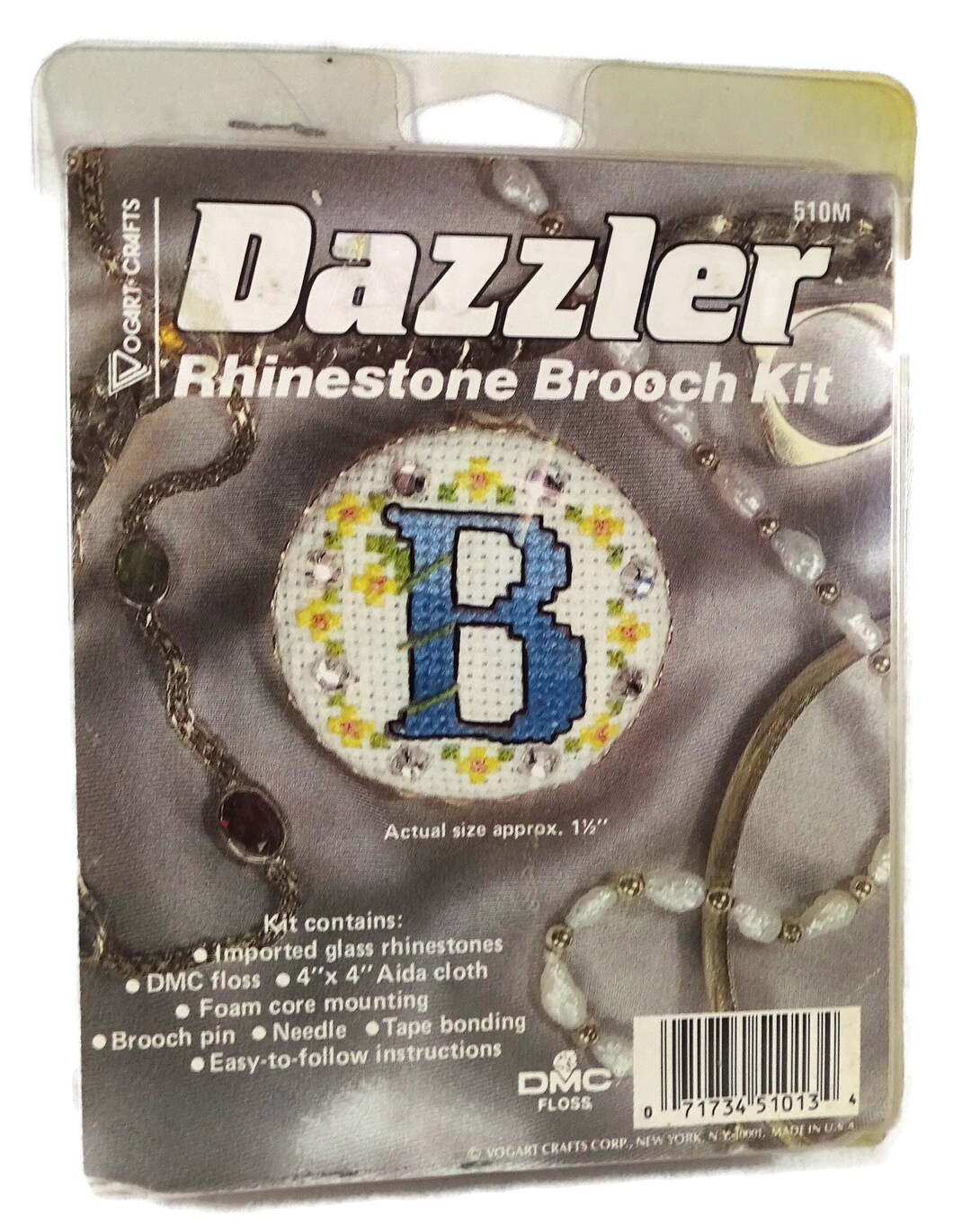 Vogart Crafts Rhinestone Brooch Kit Counted Cross Stitch Needlework