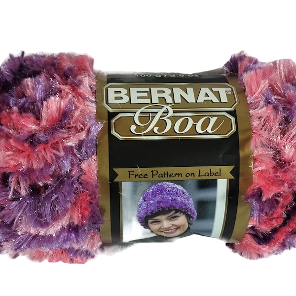 Bernat Boa Yarn  Pink Purple Glitter