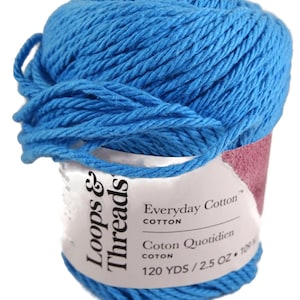 Loops and Thread Yarn Everyday Cotton Azure Blue Knitting Crochet