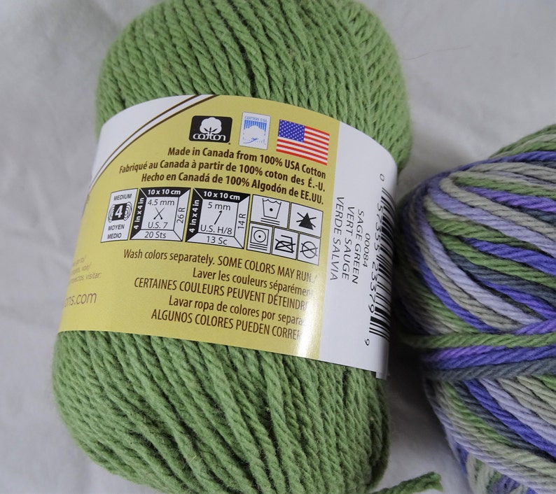 Sugar n Cream Yarn Stripes Sage Green Countryside Variegated Etsy
