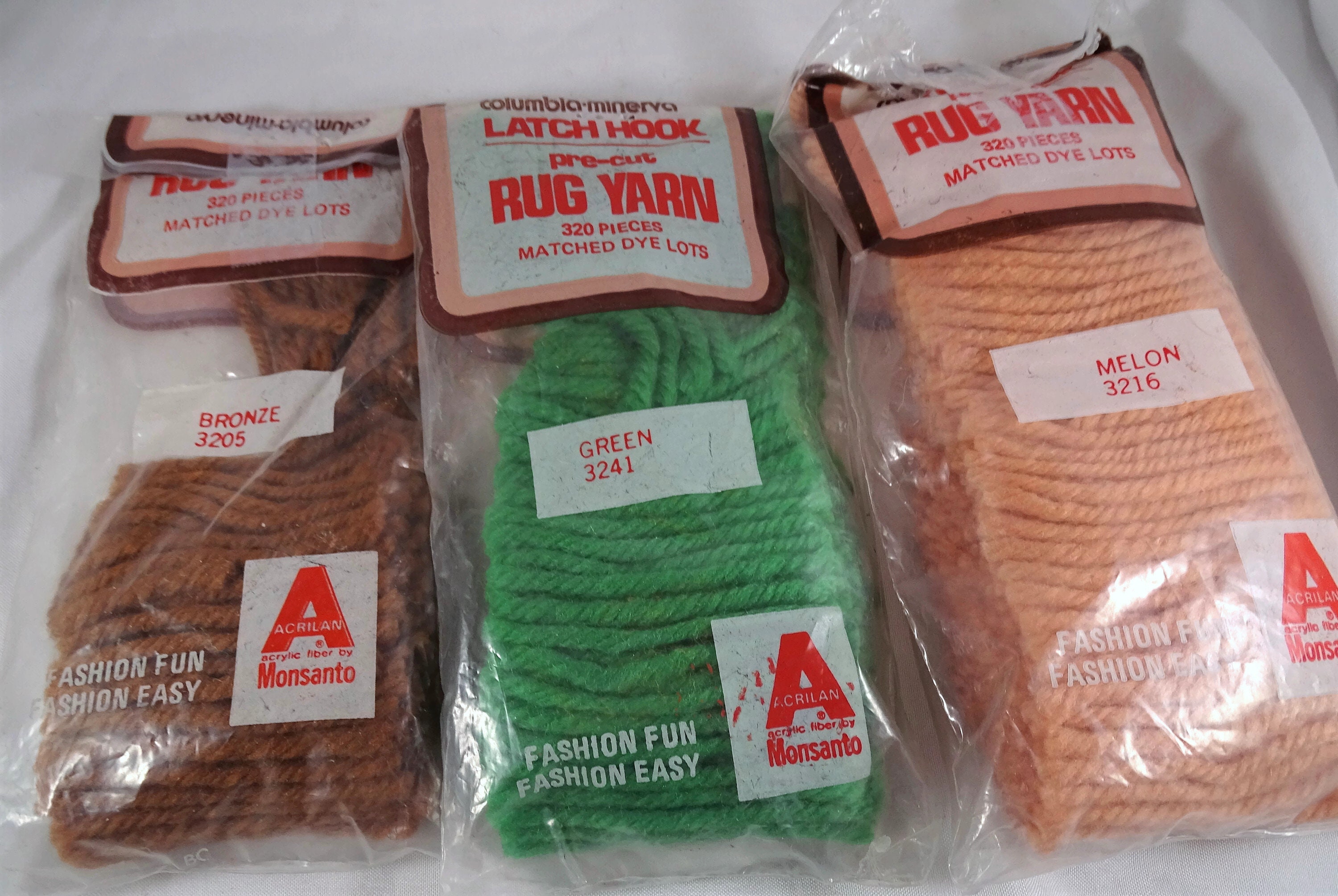 Lot 8 Skeins Latch Hook Rug Pre Cut Yarn Multi Color J&P Coats Columbia