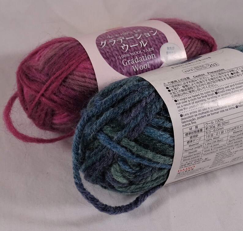 Daiso Multi Color Yarn Wool Pink Blue Old Rose Variegated Knit Etsy