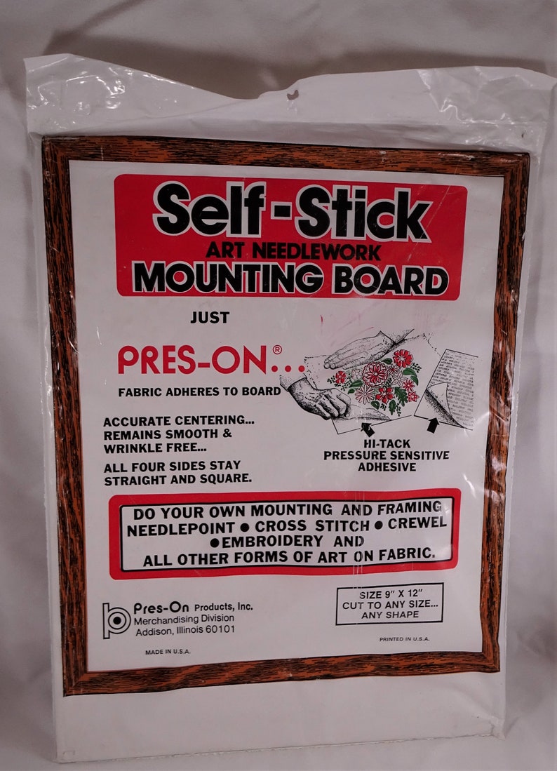 Self Stick Mounting Board for Art Needlework 5 X 7 Inches 9 X 12 Inches